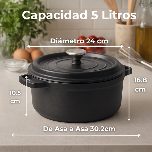 Olla Hierro Esmaltada 5 Litros (24cm) + GRATIS Salva Mantel