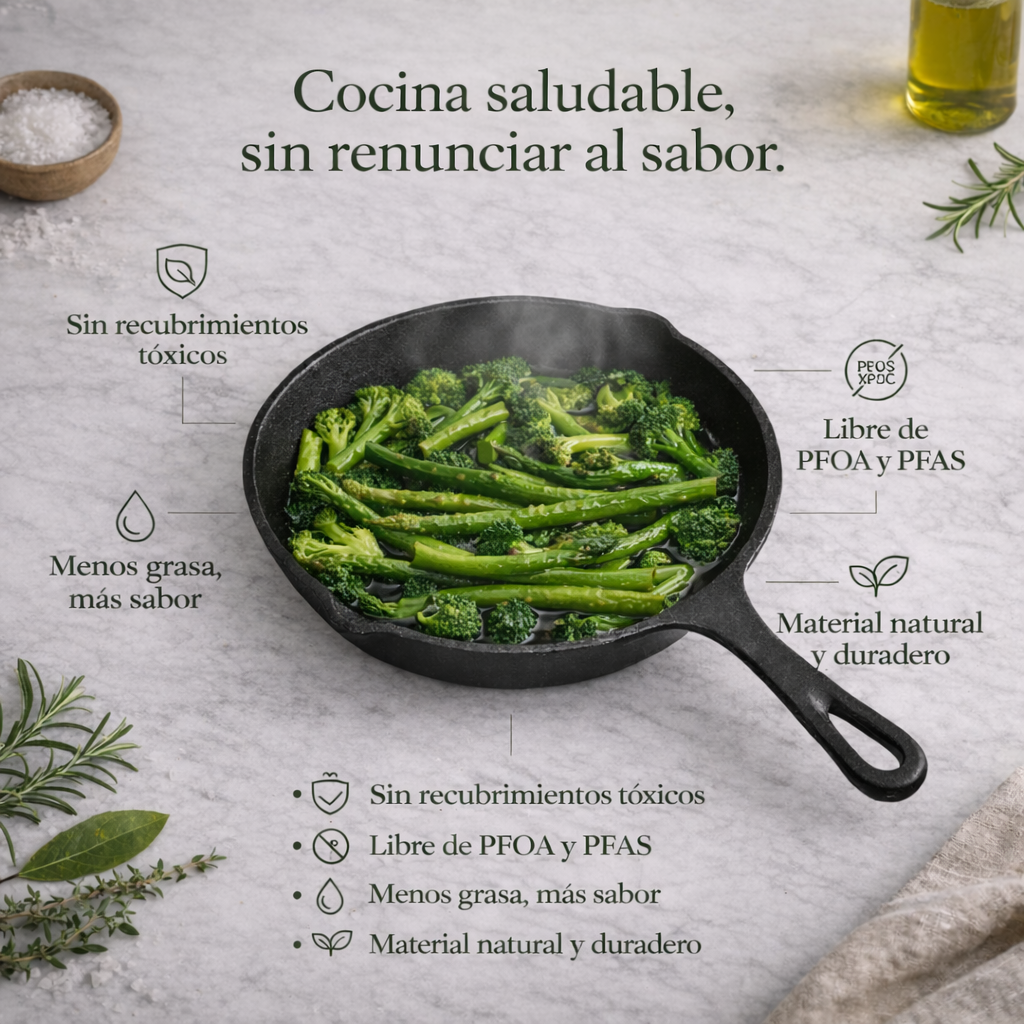 Set de 3 Sartenes de Hierro Esmaltado (15.5 | 19.5 | 25.5 cm) + 3 Mangos de Silicona GRATIS