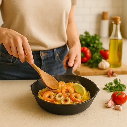 Set de 3 Sartenes Hierro Esmaltado + Gratis Mangos de Silicona