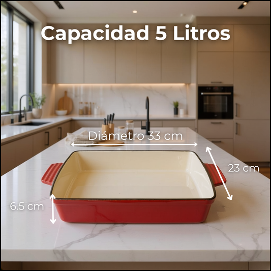 Bandeja Refractaria de Hierro 5 Litros (33x23x6.5cm)