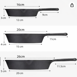 Set de 3 Sartenes de Hierro Esmaltado (15.5 | 19.5 | 25.5 cm) + 3 Mangos de Silicona GRATIS