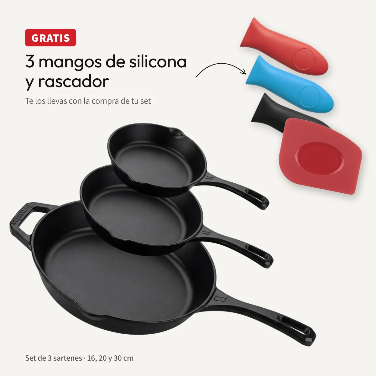 Set de 3 Sartenes de Hierro Esmaltado